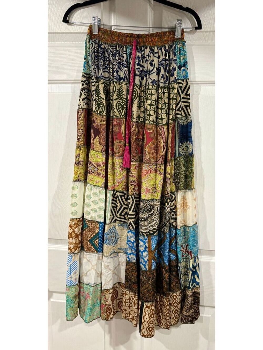 #210 NEW Kantha patchwork skirt. Waist 13”-21”